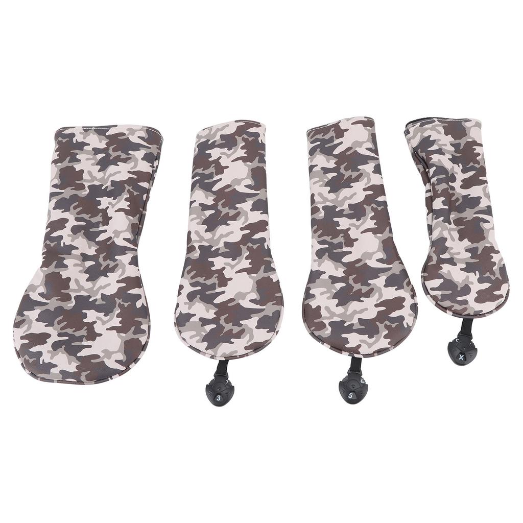 Thick Plush Golf Wood Club Cover Camouflage Brown Golf Club Head Protective Cover with Number Plate