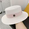 Straw hat female summer versatile flat top beach hat sun protection shade British top hat Internet celebrities outdoors