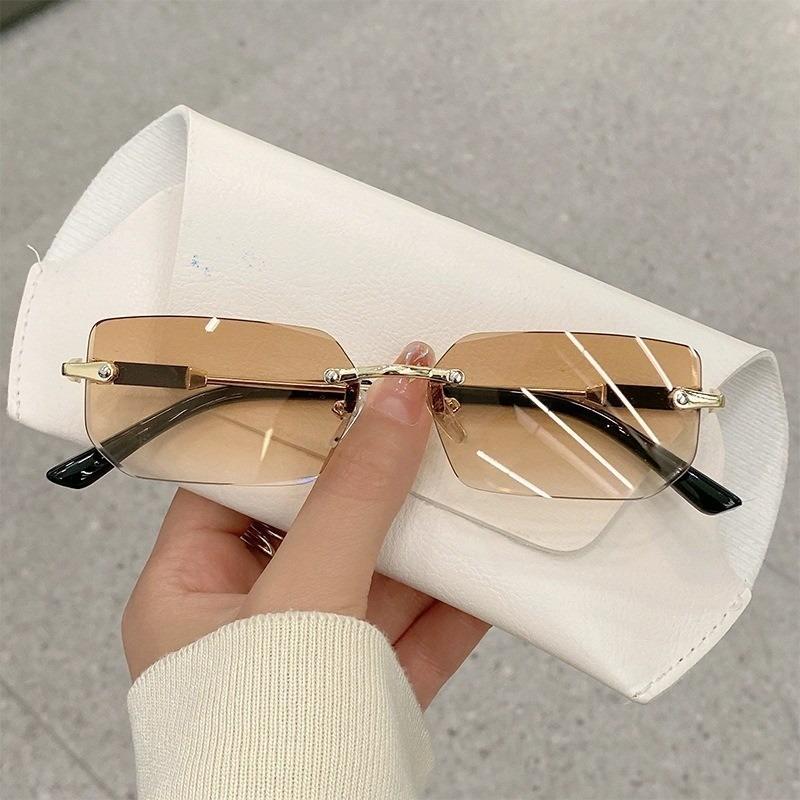 Retro Frameless Fashionable Sunglasses, Cut Edge Sunglasses With Personalized Jelly Colored Sunglasses.
