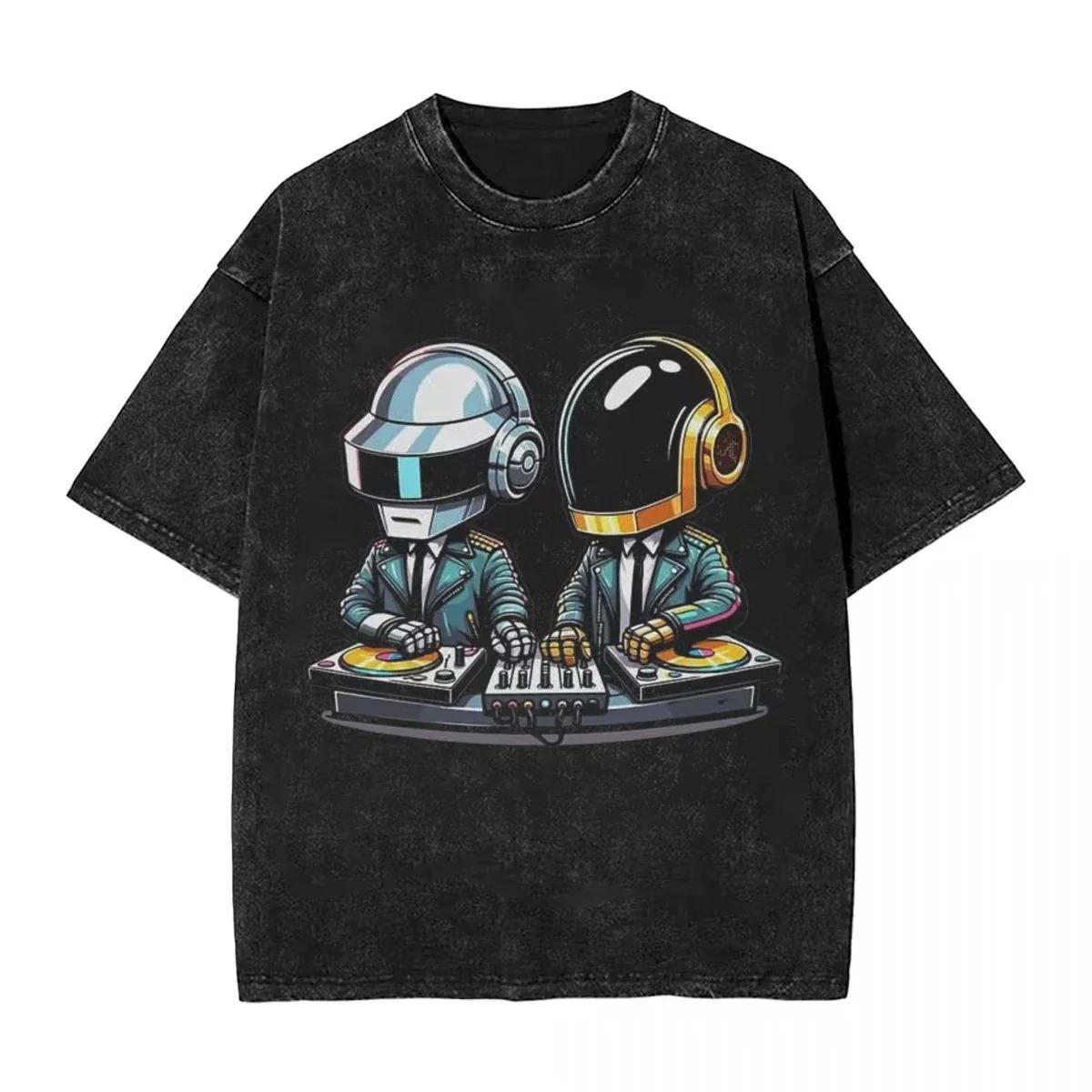 

New Arrival Mens Clothes Tee Shirt Homme Graphic T-Shirts Y2k Men Tshirt for Men Ropa Hombre Daft Punk Vintage Washed XXXL дубильна кора