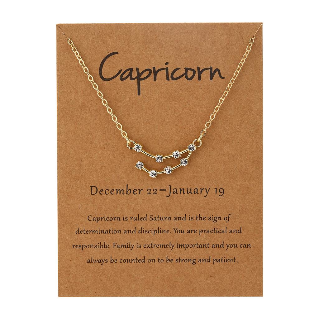 Necklace for Women Zodiac Card Pendant Necklace Ins Simple Personalized Collarbone Chain with Diamond Constellation Necklace Elegant Necklace
