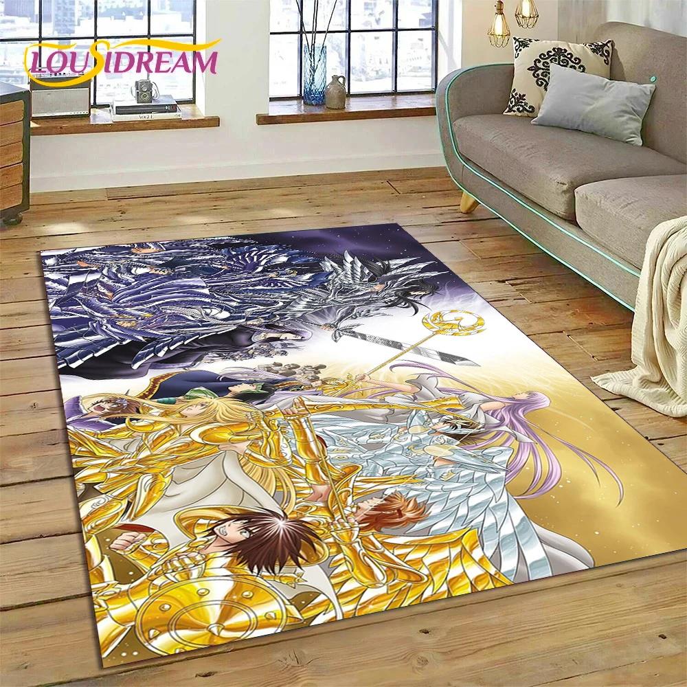 Cartoon Saint Seiya 3D Retro  Anime Rug Carpet for Living Room Bedroom Home Decor,Floor Mat Non-slip for Sofa Doormat Gift Kids
