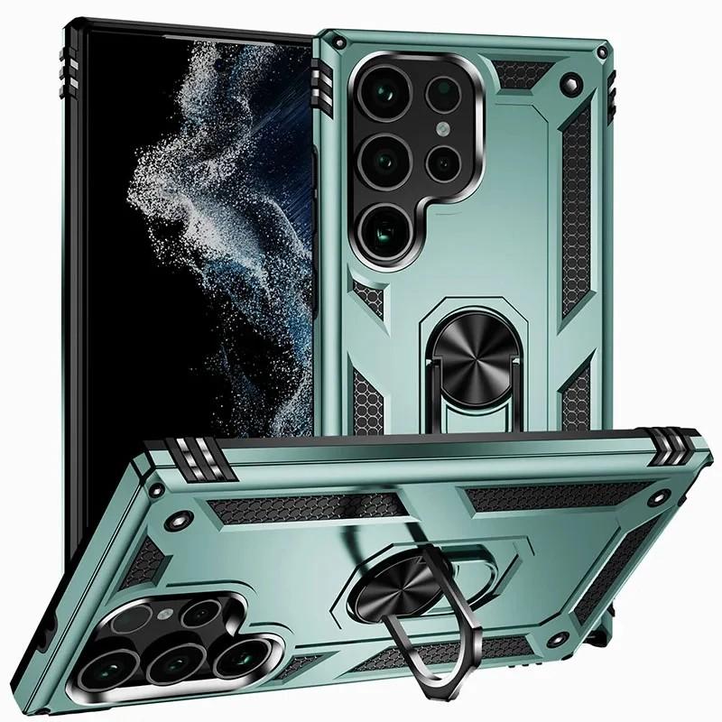 Premium Armor Shockproof Case for Samsung Galaxy S2 S24 S23 S22 S21 S20 Ultra Plus FE Note 20 Ultra Plus Guard Kickstand Cover