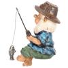 Fishing Gnome Sitter Funny UV Resistant Resin Decorative Outdoor Garden Lawn Gnome for Yard