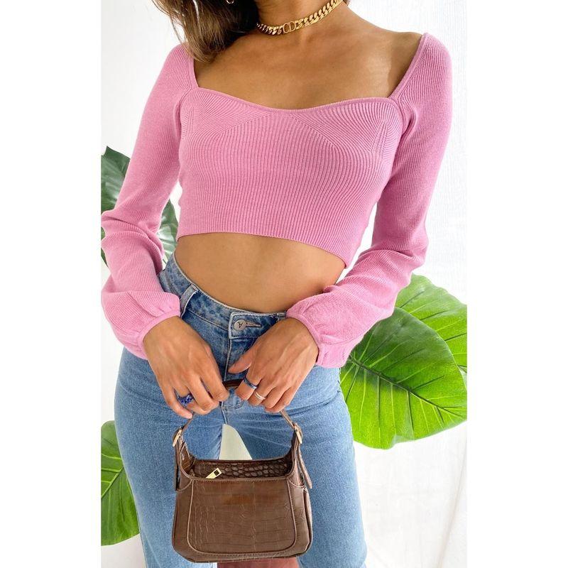 Fall and Winter New Arrival Special Women's Clothing Elegant Beautiful Fashion Crop Top Low-Cut Sexy Short Temperament Base Knitwear