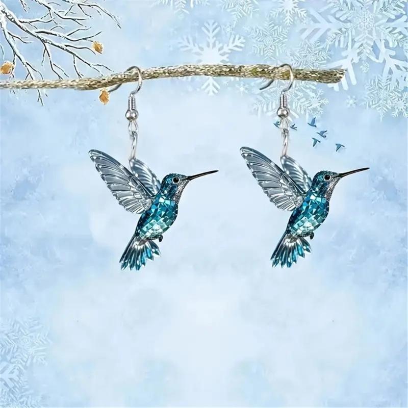 Fashionable Acrylic Drop Earrings Hummingbird Multifuntional Ear Jewelry for Every Occasion Pendant Earrings for Daily