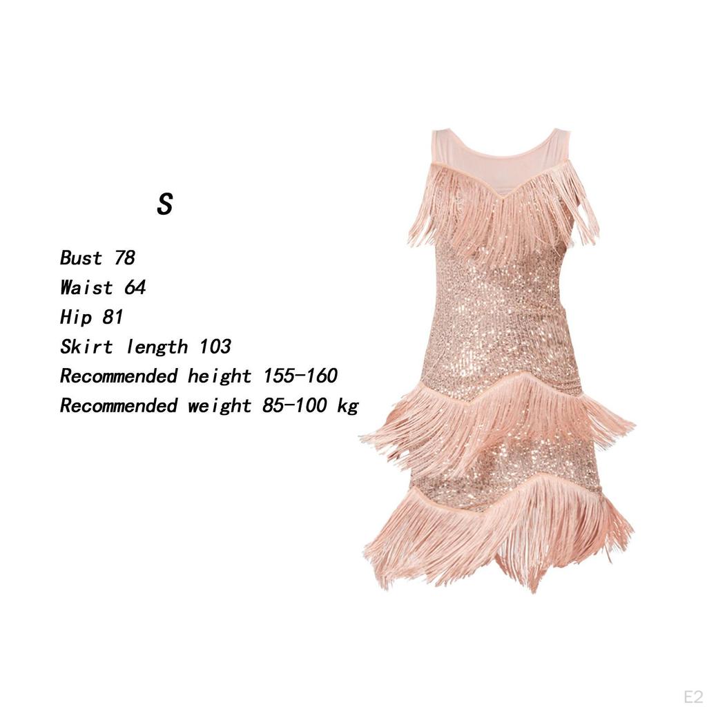 Elegancka sukienka do tańca latynoamerykańskiego z połyskującymi cekinami i spódnicą z frędzlami