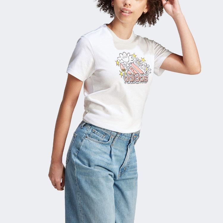 New adidas Women's Doodle Graphic Tee White IB4887