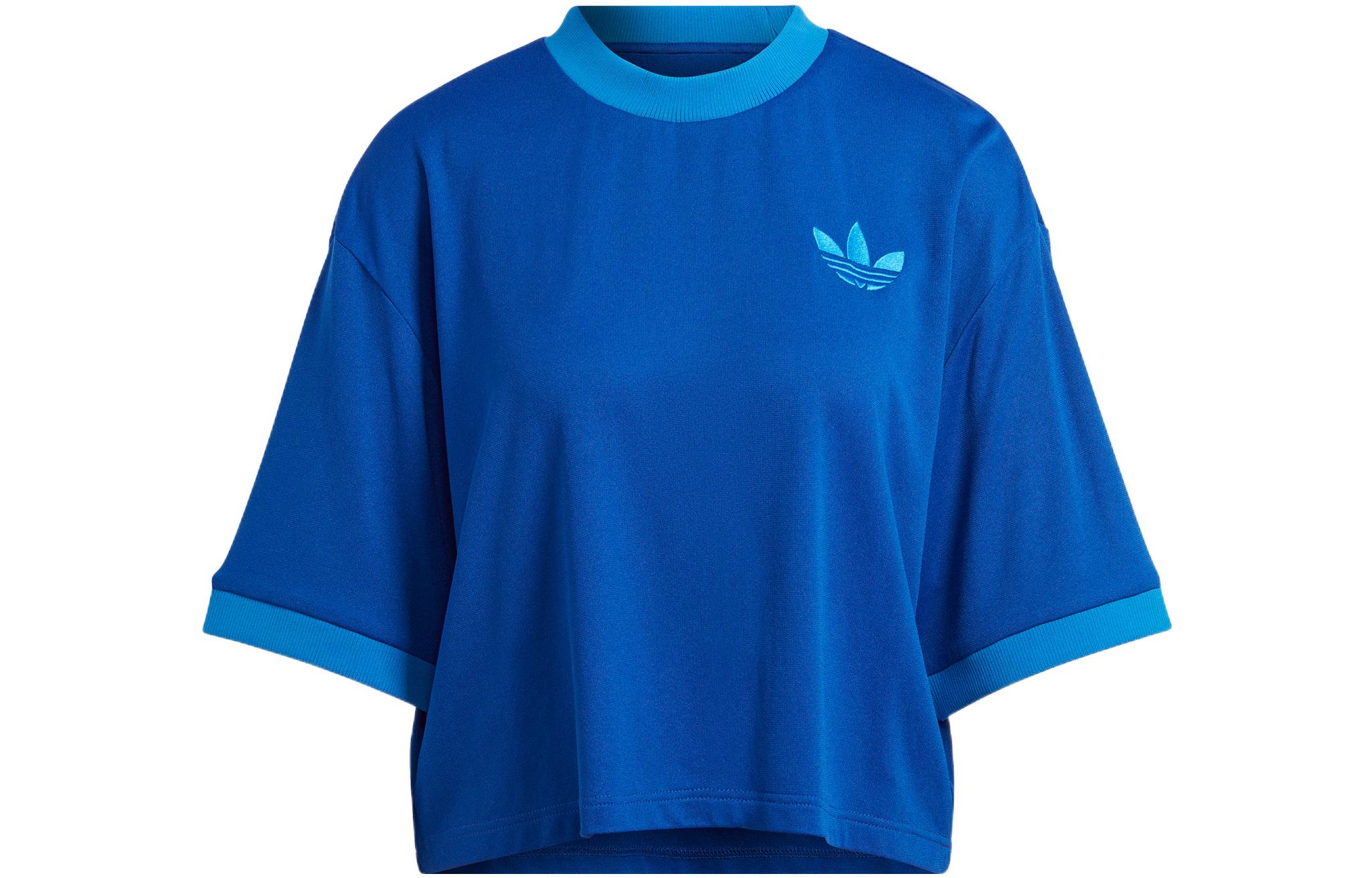 

Adidas Originals T Shirts Women s Blue Crew Neck Moderate Straight Fit IB2062 L