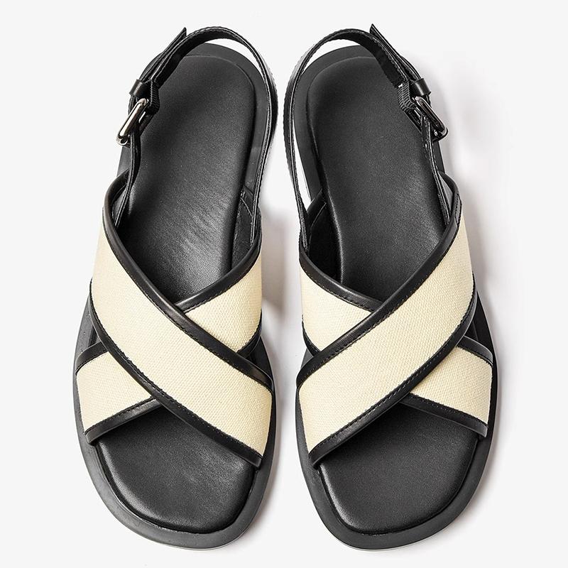 

Women s Fashion Square Head Round Head Matching Color Metal Buckle Soft Soled Anti-slip and Wear-resistant Roman Shoes 40 чорний