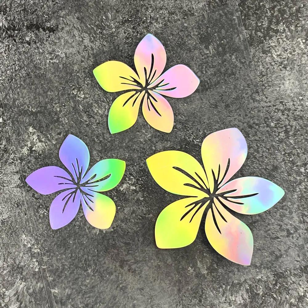 3pcs Pretty Flower Car Stickers for Auto Rear Window Bumper Body Helmet Cover Scratches Waterproof Blossom Motorcycle Decals