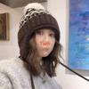 Fair Island Style Retro Jacquard Knitted Beanies Cap For Women Autumn Winter Warm Versatile Cute Pom-pom Ear Protection Hat