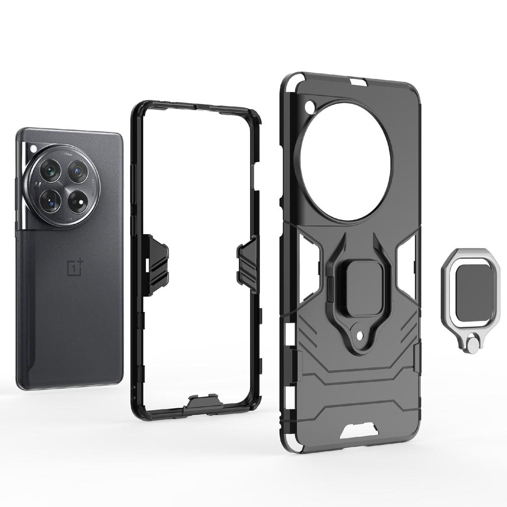 For OnePlus 12 5G Case PC +TPU Phone Cover with Ring Holder Kickstand