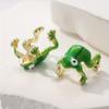 1 Pair, Green Frog Earrings, Cute Green Frog Stud Earrings, Fun Frog Climbing Earrings.