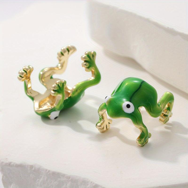 1 Pair, Green Frog Earrings, Cute Green Frog Stud Earrings, Fun Frog Climbing Earrings.