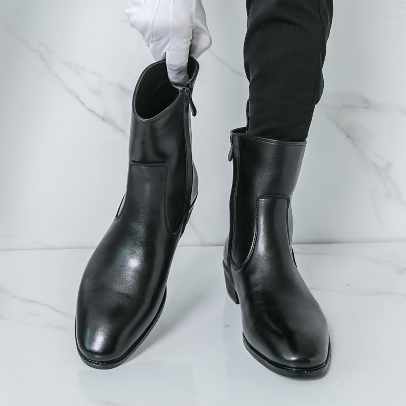 Fashion Fashionable New Men's Pointed Brushed Color Side Zipper High Top Boots British Men's Comfortable Anti Slip Chelsea Outdoor Boots