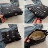 Cute Makeup Bag With Zipper Large Capacity Cosmetic Bag Embroidery Bow Wash Storage Bag For Women Toiletry Pouch