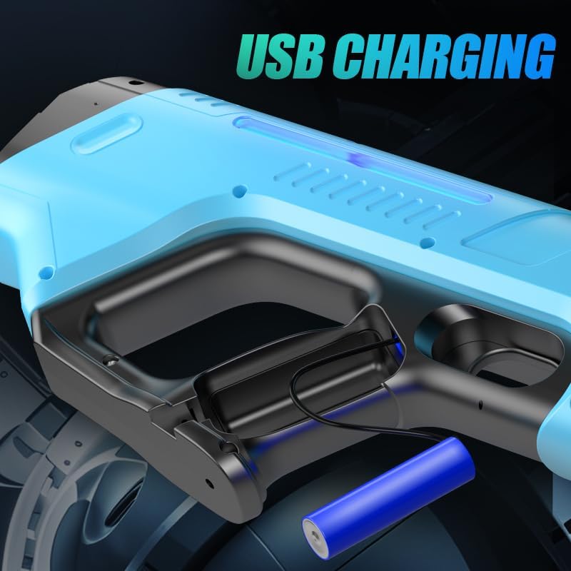 Electric Water Gun Automatic Water Absorption Battery Powered Squirt Toy With LED Light Summer Outdoor Play Gift