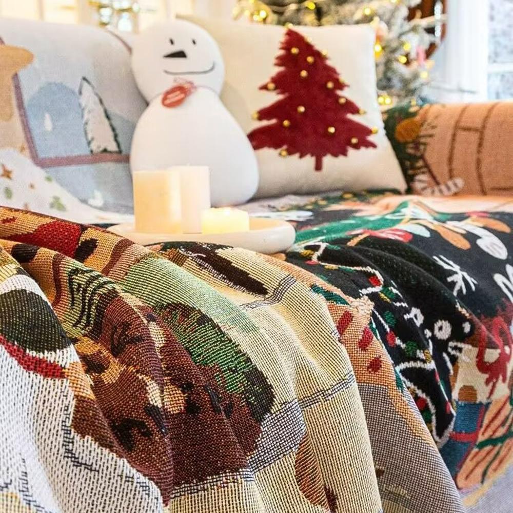 Deka na vánoční stromeček Perník 2024 Vánoční pletené deky Zimní měkká deka na pohovku Rozkládací pohovka Novoroční dárky 2025