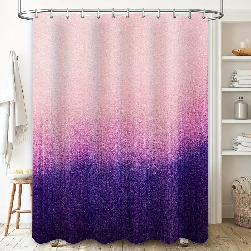 Elegant Purple Lavender Bathroom Curtain Set Modern Floral Shower Curtain Liner Waterproof Home Decor