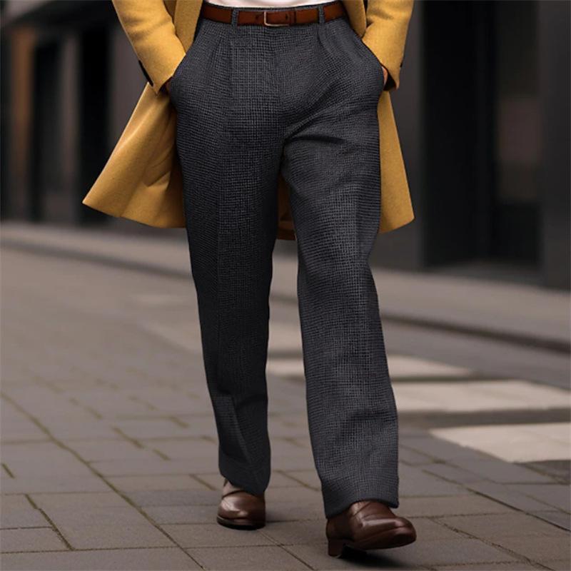 Men's Solid Color Simple Basic Casual Trendy Business Daily Knitted Suit Trousers Four Seasons New Fashion Male Clothes Pants