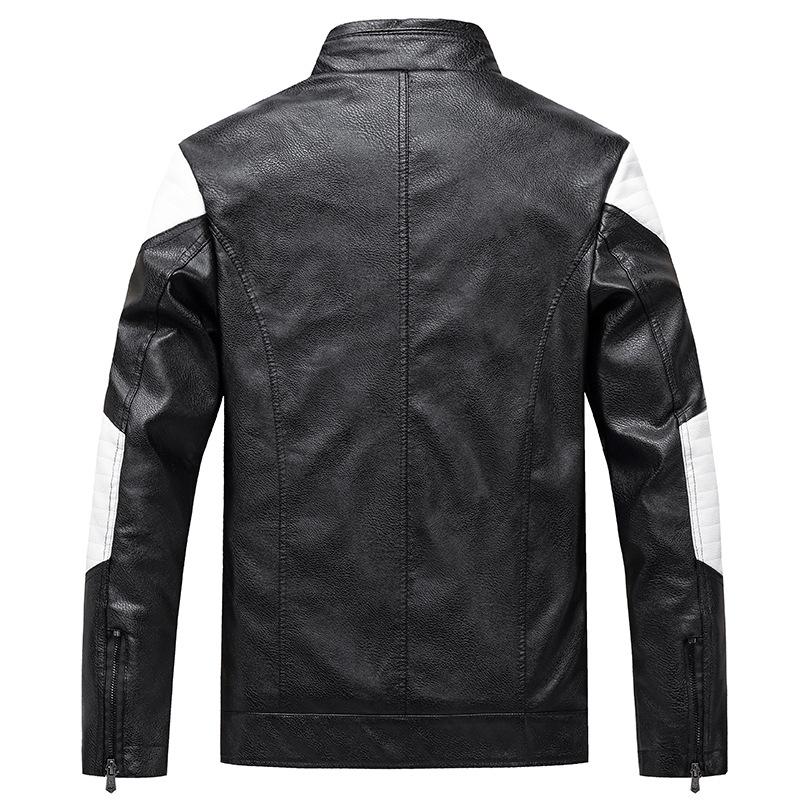 New Leather Men's Velvet Jacket Spring and Autumn Casual Korean Style Stand Collar PU Leather Jacket Trend