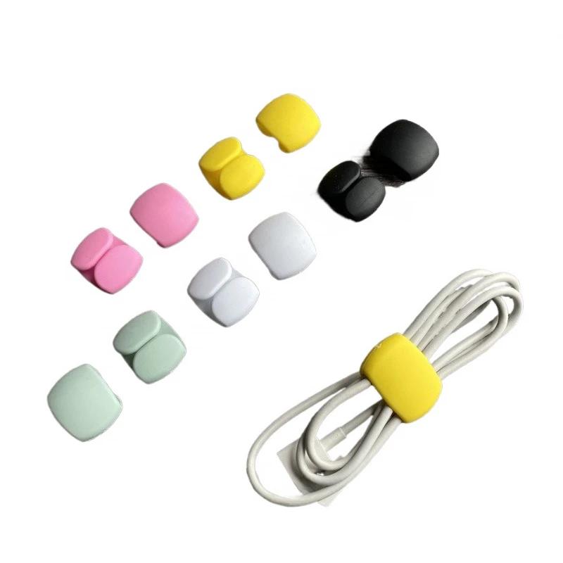 4pcs/set Data Cable Winder Earphone Cable Tie Fixing Clip USB Charger Line Cable Holder Desk Organizer Management Clips