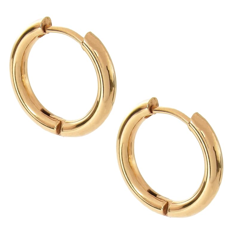 

[SCIOLTO] earrings hoop earrings ring earrings [18G set of 2 both ears] stainless Earrings that don t need catches permanent earrings (Gold inner