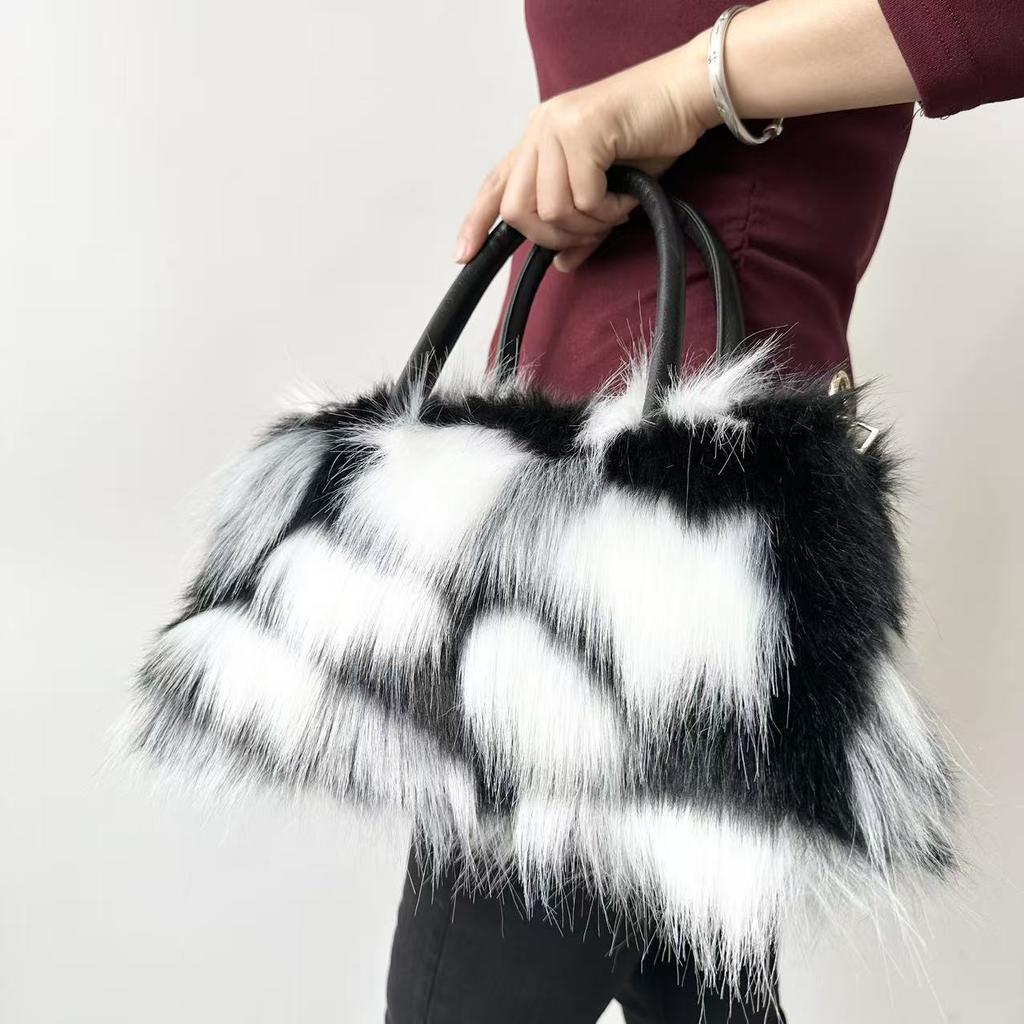 Neue Herbst-/Winter-Plüsch-Tragetasche - Modische Damen-Handtasche aus Kunstpelz