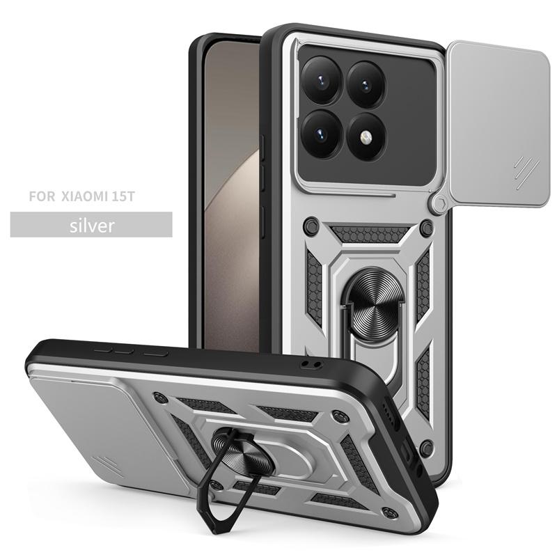 For Xiaomi 15T 5G Case Armor Slide Camera Lens Protection Phone Cover For Mi 15T Mi15t 15 T Xiaomi15T Magnetic Ring Stand Funda