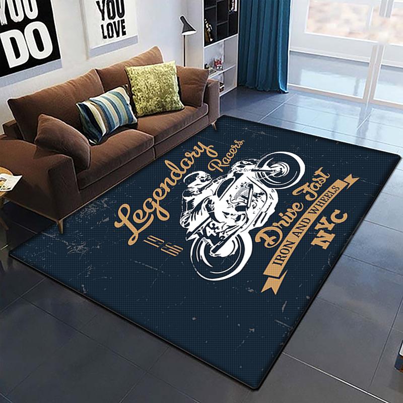 3D Retro Motorcycle Rug Large,Carpet Rug for Living Room Bedroom Sofa Decoration,Doormat Kitchen Non-slip Floor Mat Picnic  Camp