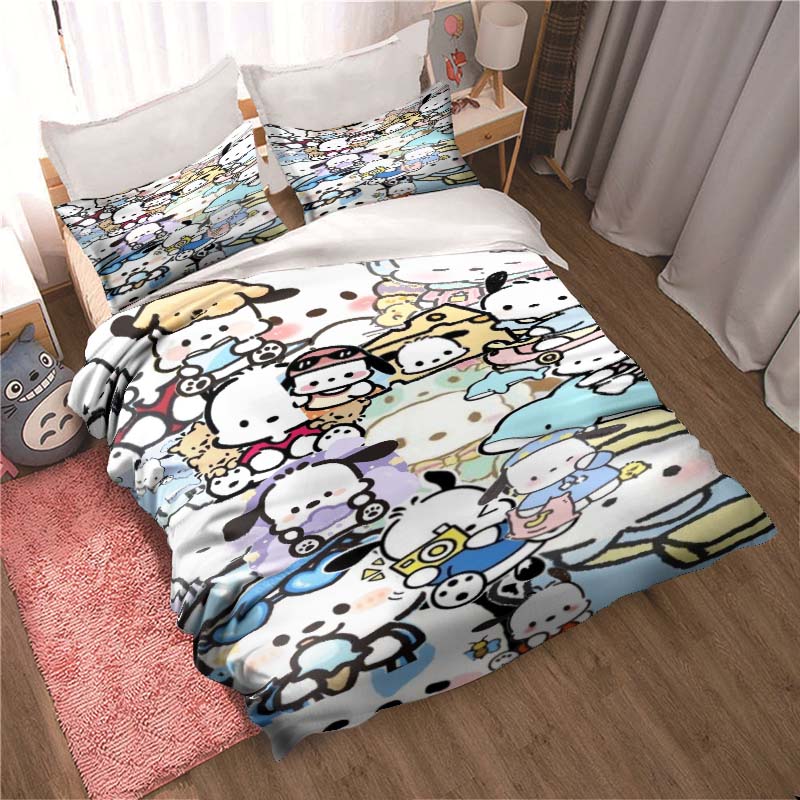 

3D Pochacco printed bedding set duvet cover 1 duvet cover 2 pillowcase adult and children s bedding set luxury gift 135x200cm