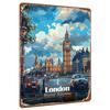 London Big Ben Bus Taxi Landmark Metal Wall Art Decorative Painting for Home Office