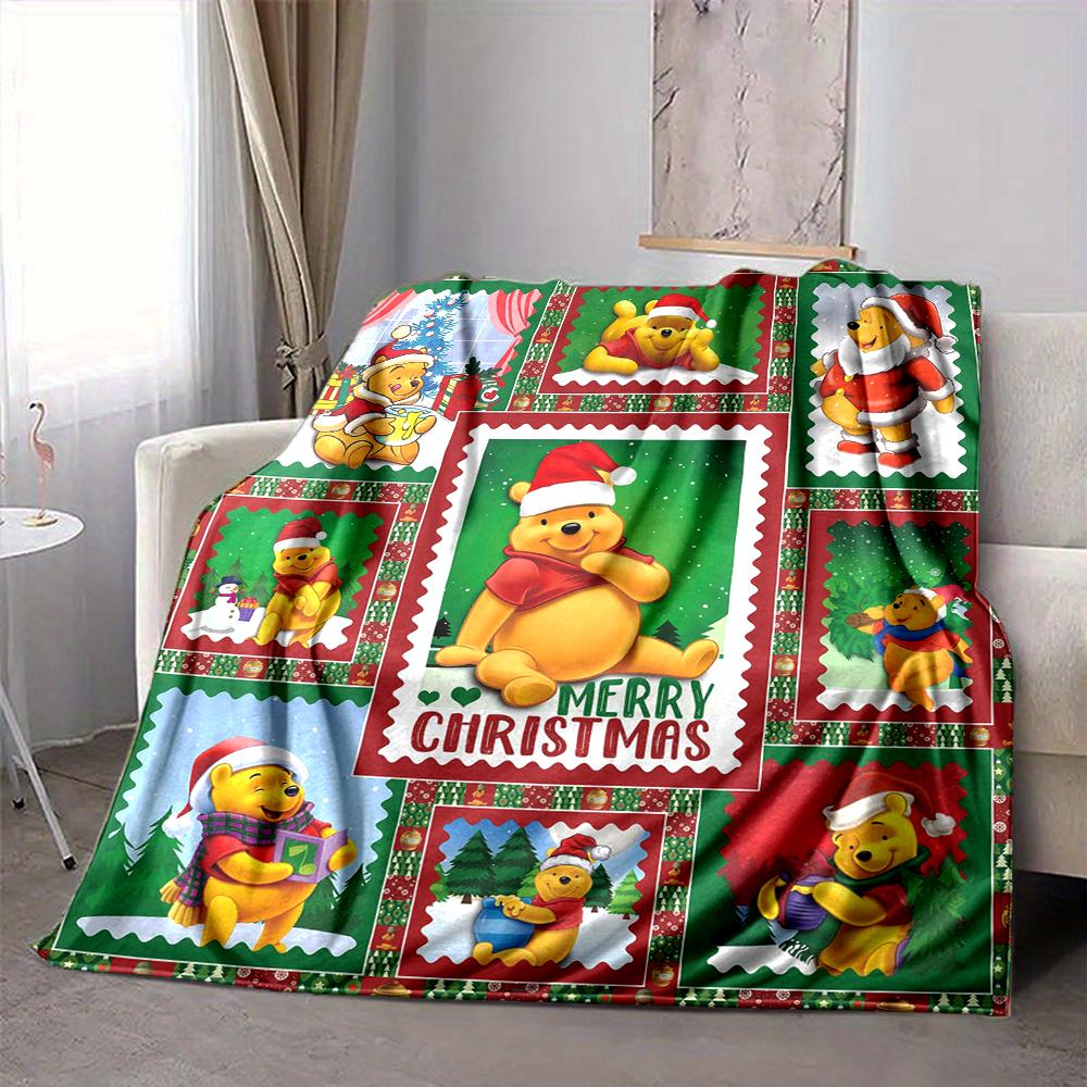1Pc Christmas Winnie Pooh Blanket Soft And Comfortable Casual Warm Camping Travel Christmas Halloween Xmas Gift M924570