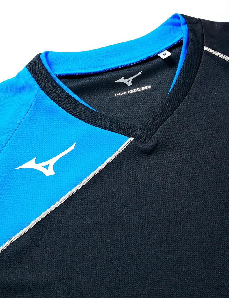 Mizuno Volleyball Apparel, Long Sleeve Game Shirt, Moisture-Wicking, Quick-Drying, Unisex, V2MA8021, 92, Black x Diva Blue, Size S