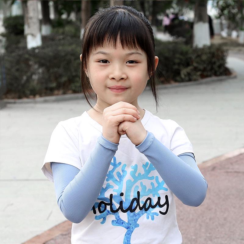Kids' Sun Protection Ice Silk Sleeves - Thin, Mosquito Proof, UV Protection for Boys & Girls Sports.