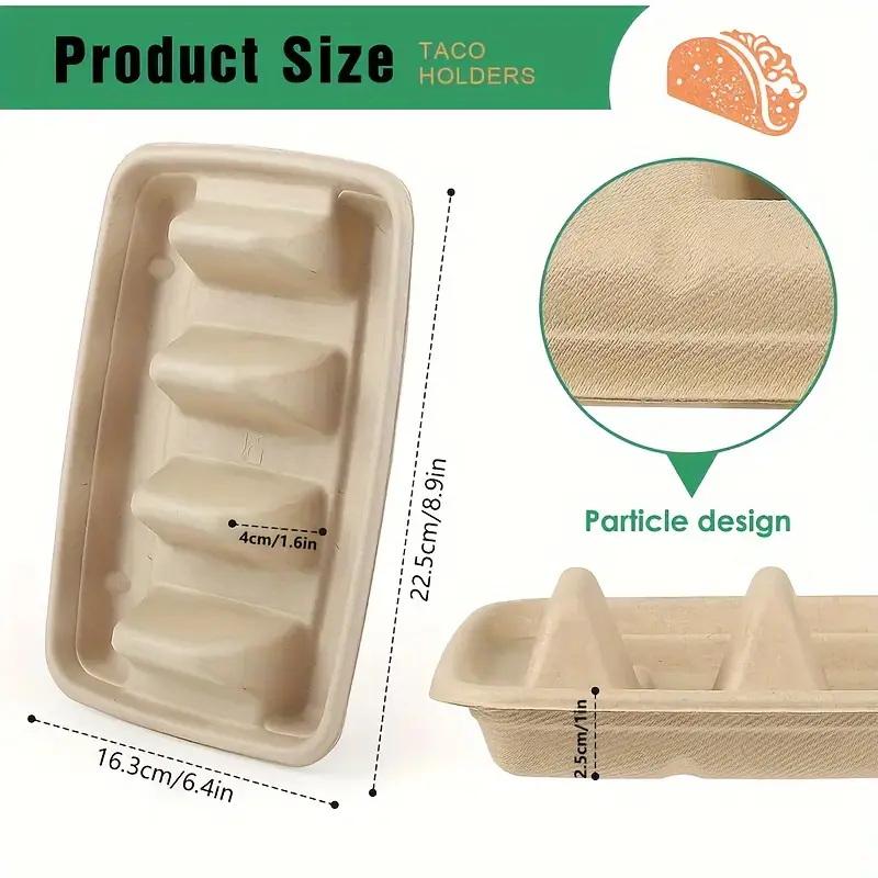 20Pcs Disposable Taco Plates 3 Compartments Taco Serving Plates No Messy Dining Stackable Taco Trays Holder Keep Tacos Upright