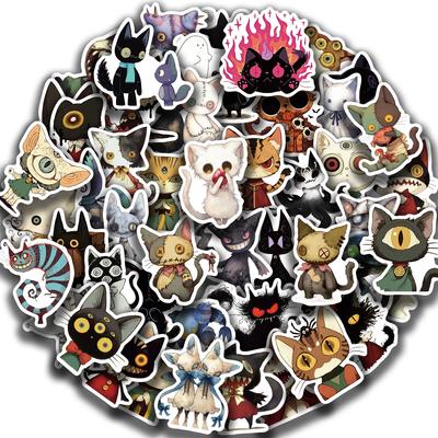 50 Gothic Weird Cat Doodle Stickers Decorate Guitar Notebook Suitcase DIY Waterproof Stickers