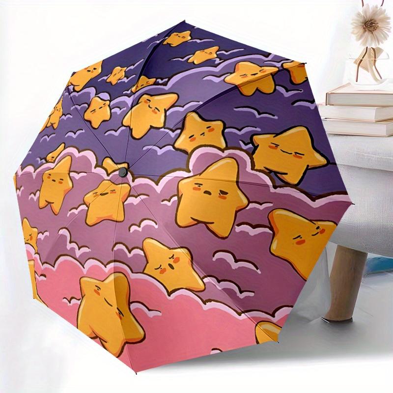 1pc Stars Clouds Auto Open/close, All-Season Portable Folding Umbrella for Women & Men, Travel, Everyday, Formal Events - Compact Luxury Parasol, Outd