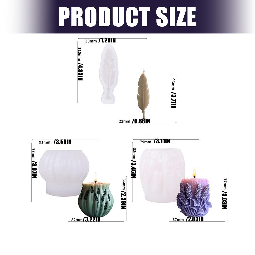 Lavender Series Candle Molds Castings Molds Feathers Silicone Moulds Epoxy Resin Molds Ornament Plasters Molds