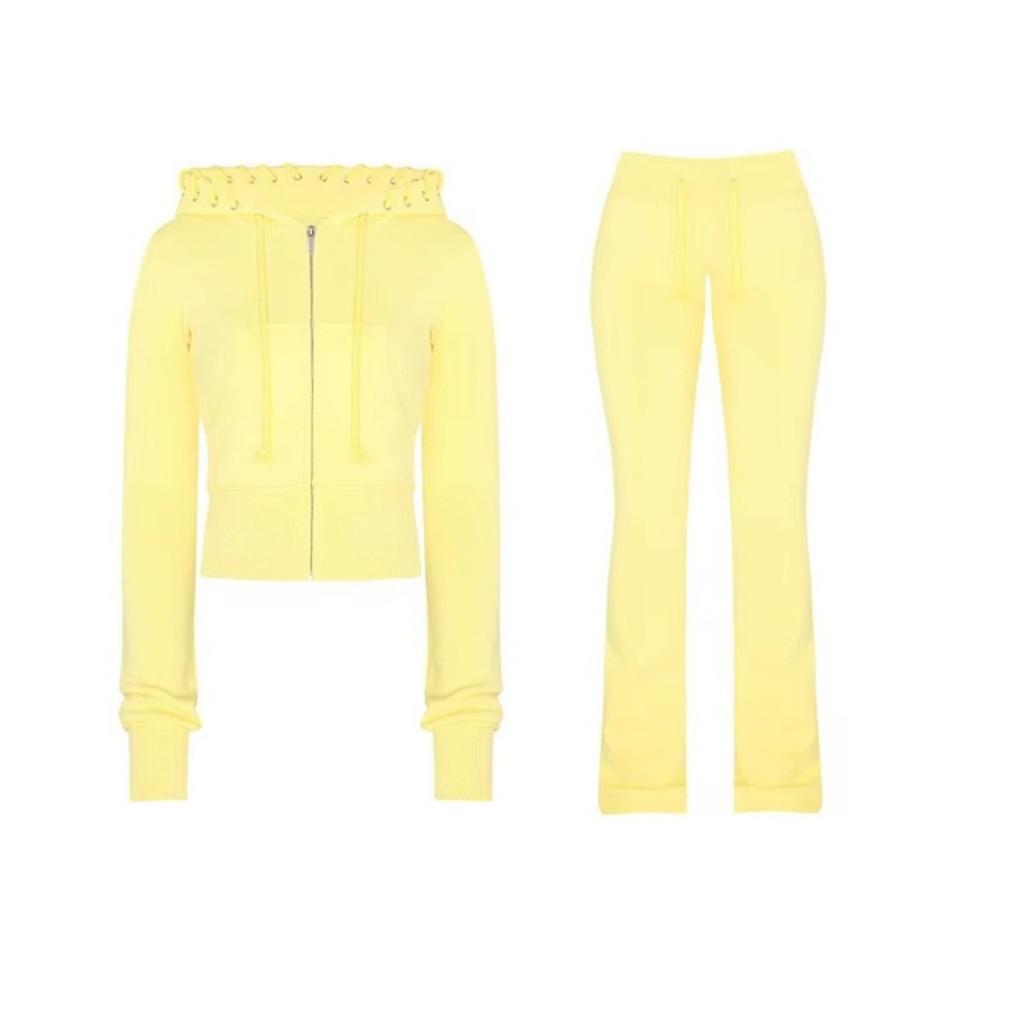 2KWEIRD Autumn Winter Casual Sports Solid Color Splicing Knit Hoodie 2 Piece Sets Woman Outfit Pantsuits