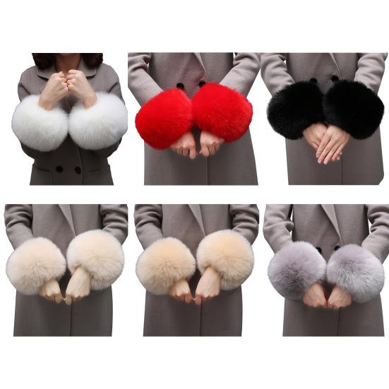 1 Paire de Manchon en Fausse Fourrure Fluffy Couleur Unie Épais et Chaud Hiver
