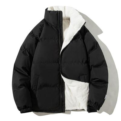 Plus Size Men's Autumn And Winter Thickened Velvet Warm Cotton Coat Men's Loose Casual Solid Color Jacket Men