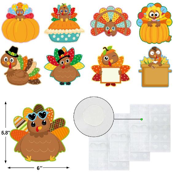 54 Pcs Turkey Cutouts Thanksgiving Cut-Outs Fall Decor for Bulletin Board Classroom Party