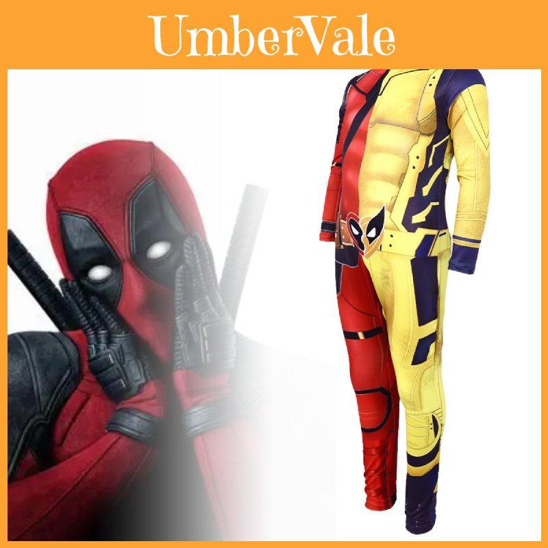 Deadpool Wolverine Kostüm für Männer Weiches Milchseide Spandex Outfit Ideal für Halloween