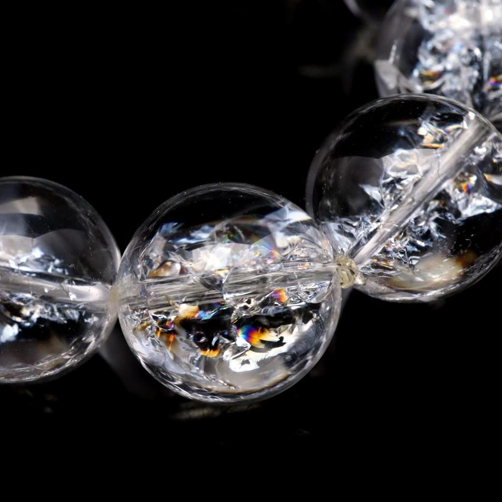 Iris Quartz Artificial Crack Bracelet 14mm Natural Stone Power Stone Rainbow Quartz [GOLD STONE]