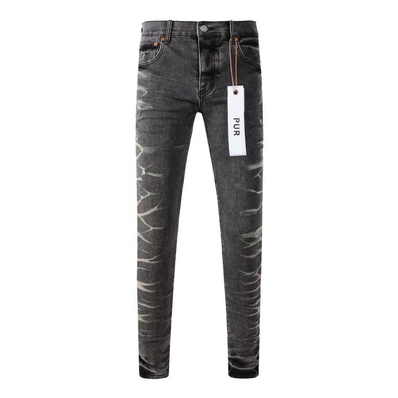 Mens Slim Fit Jeans Punk Style Distressed Printed Denim Pants Teens Casual Wear