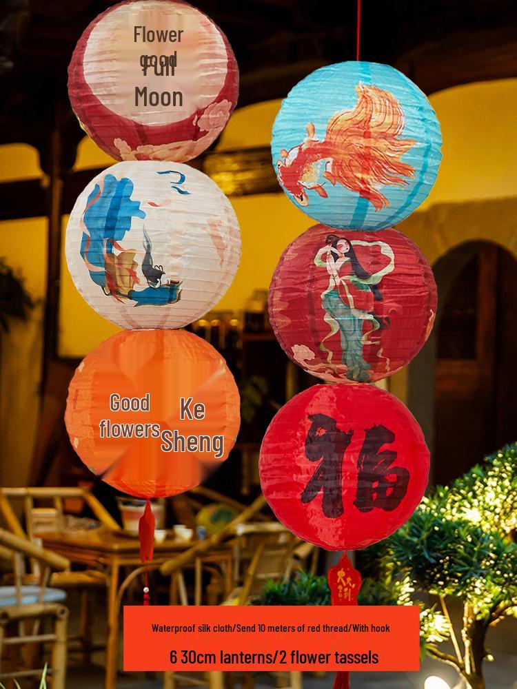 Waterproof Silk Lantern for Outdoor Mid-Autumn Festival Decor