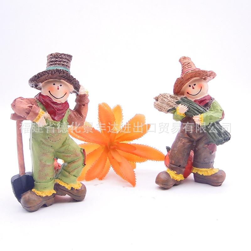 New Thanksgiving Dwarfs Scarecrow Resin Crafts Ornaments, Elf Miniature Landscape Decorations