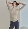 Yoga clothes women's 1011 new summer short-sleeved running thin sports top Pilates training fitness clothes set